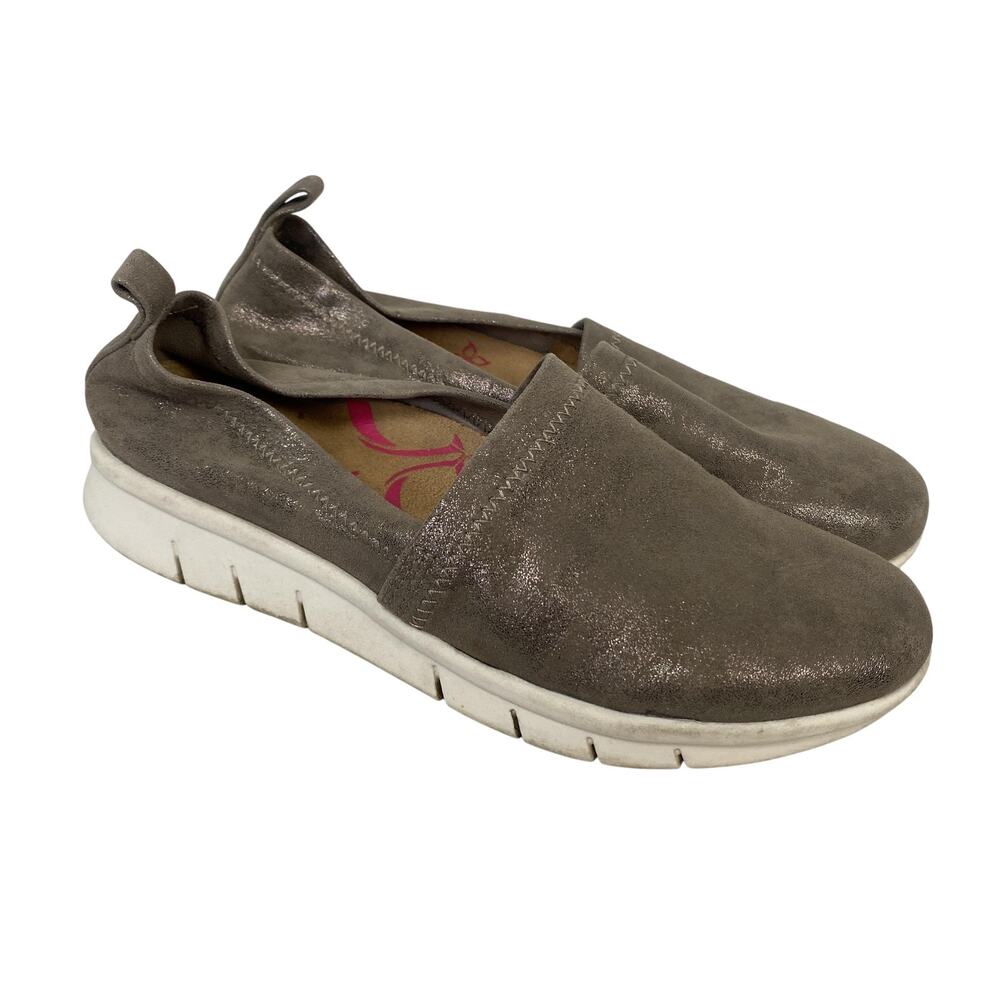 Comfortiva Align Shoes Womens 7 Slip On Loafer Leather Brown Bronze Shimmer